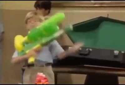 Everyone gangsta until the nerd pulls out the ultimate water gun