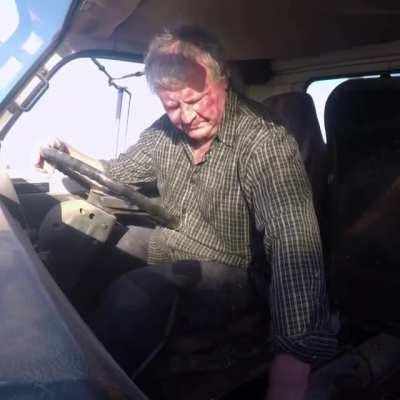 HMFT after opening the radiator cap inside a truck cabin