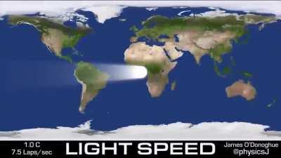 Speed of light visualised on a world map