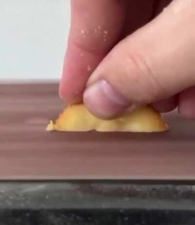 Sanding down a Ritz cracker