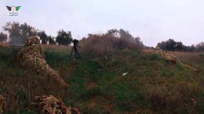 2 FSA snipers snipe a YPG member, Northern Syria, date unknown.