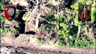 Destruction of dugouts using ground and FPV drones.