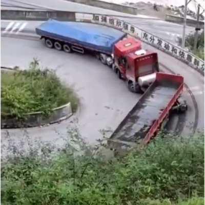 Trucks crash into each other when turning