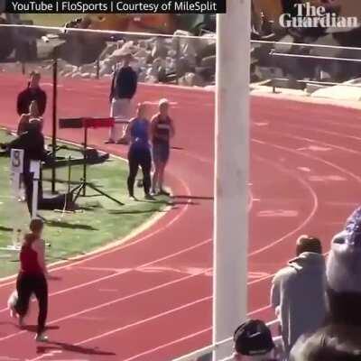 A dog ran onto the track during a high school relay race in Utah – and covered 100m in 10.5 seconds