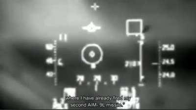 Footage of Soviet Mig-23 shot down by PAF F16 with Aim-9L Sidewinder after it crosses the border. Soviet invasion of Afghanistan 16th April 1987 (F-16 POV)