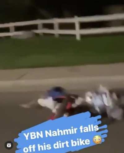 YBN Nahmir falls off his dirtbike