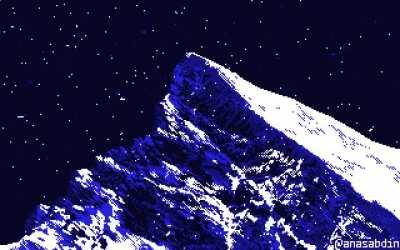 I drew this pixel art mountain top using 4 colors only [OC]