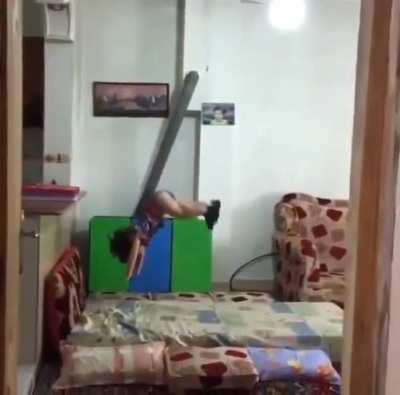 Toddler executes a perfect backflip