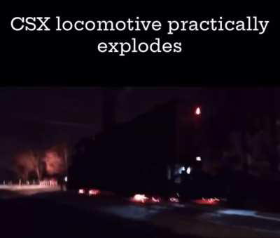 CSX Locomotive blows turbo from wheel slip and freight load 