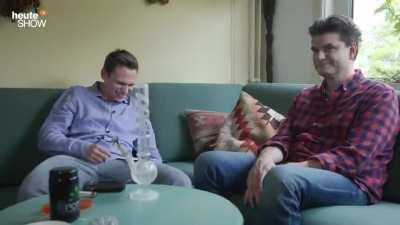 Two German tv guys tried Cannabis for the first time (the one on the right doesn't seem to like it though)