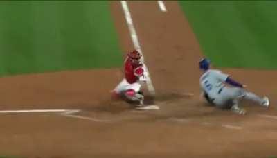 Trae Turner sliding into home plate is smooth