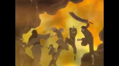 Naruto series definitely has one of the best &quot;One vs Many&quot; fight scenes (mostly thanks to shadow clones and Madara)