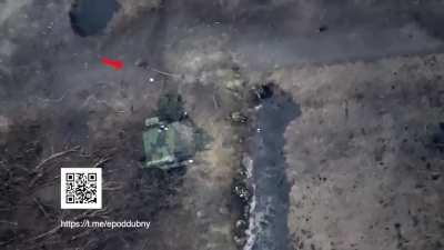 Russian soldier approaches trench filled with soldiers of the Freedom of Russia legion and throws a grenade in it