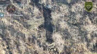 110th Btigade hits 2 russians in a dugout and ammunition depots. January 2024, Avdiivka.