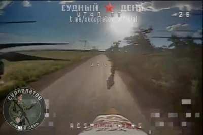 FPV strike on UAF soldier riding a motorbike. 