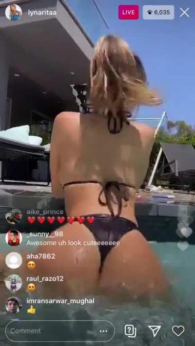 Twerking in a pool on live