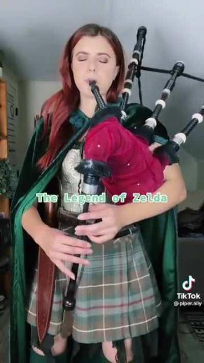 Zelda on bag pipes