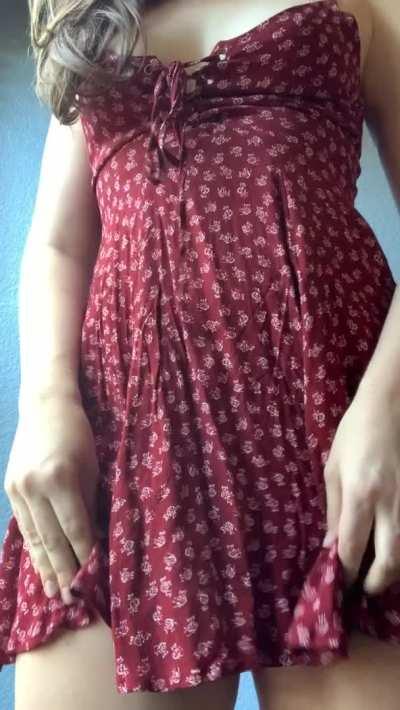 this sundress is a bit risky to wear in public..