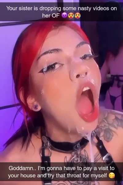 Your sister gets nasty and sloppy with her deepthroat videos