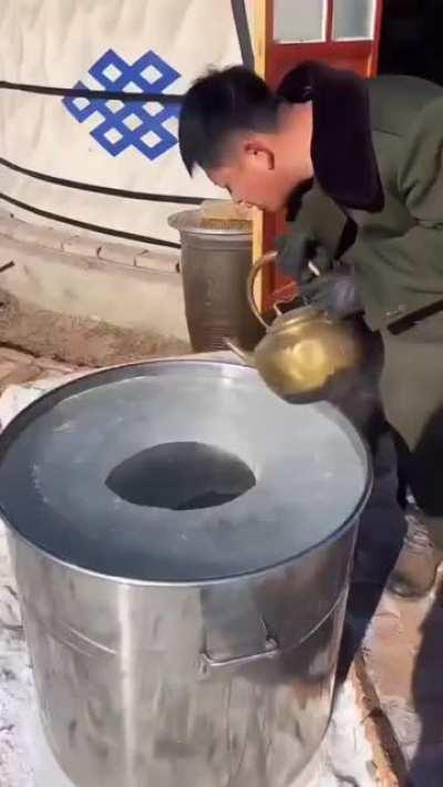 Building a freezer out of ice.