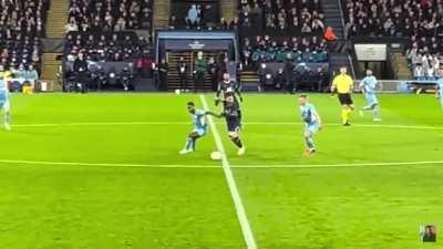 Messi nutmegs Raheem Sterling (view from the stands)