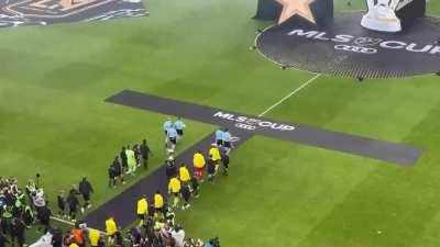 Wise Men as the players walk onto the pitch