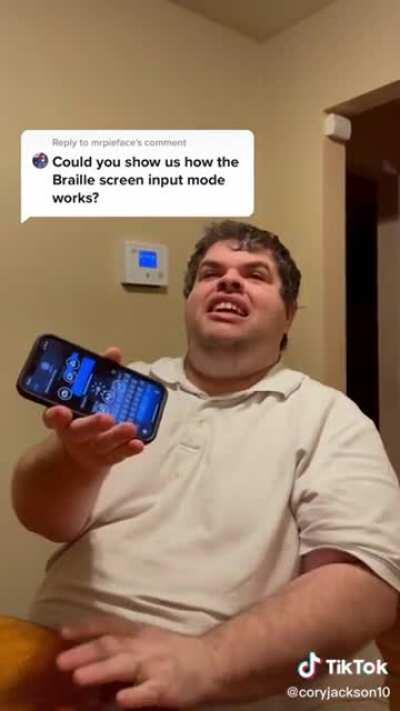 How Braille input screen works on iPhone