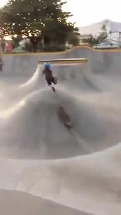 Kid's just surfin' a concrete wave.