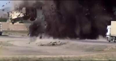 MRAP getting flipped by a IED