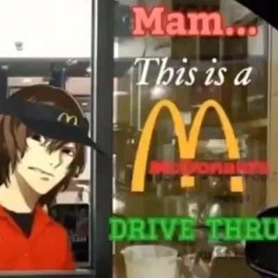 Akechi working at mcdonalds