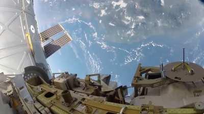 Amazing footage of Earth during a spacewalk on ISS