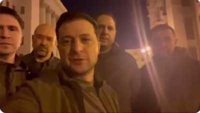 Zelensky with aides, Prime Minister, state their intent to stay and fight in Kyiv.