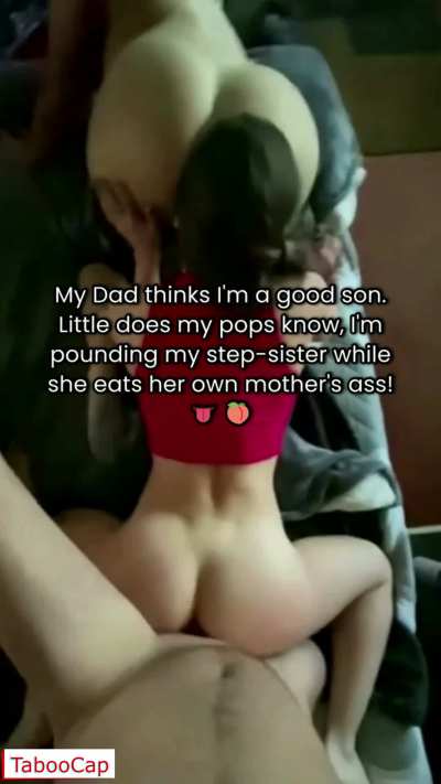 While my drunk dad was asleep, my stepmom watched me fuck a baby in my stepsister's tight pussy (cheat) (family)