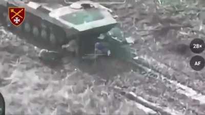 The suicide of two Russian army soldiers at once after a failed assault.