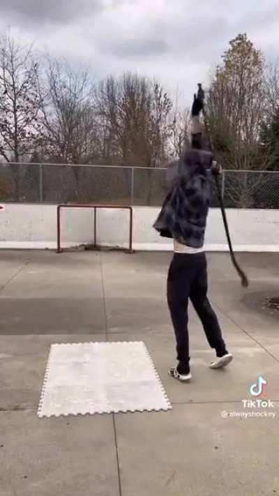 Immaculate control over a puck with a hockey stick