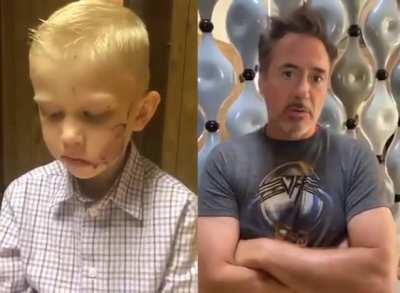 Robert Downey Jr. sends a message to Bridger Walker, the young boy who saved his sister from an attacking dog.