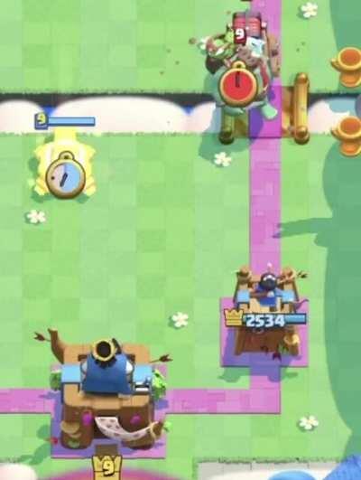 Placing a Building 2 tiles into the other lane will let the Princess tower redirect to another unit. This is insanely helpful against Giant Graveyard, Goblin Giant Sparky, and even some Golem decks (Not shown)