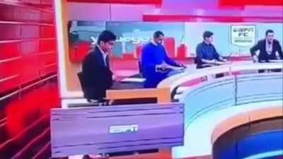 ESPN Anchor is crushed by falling set wall on live TV.