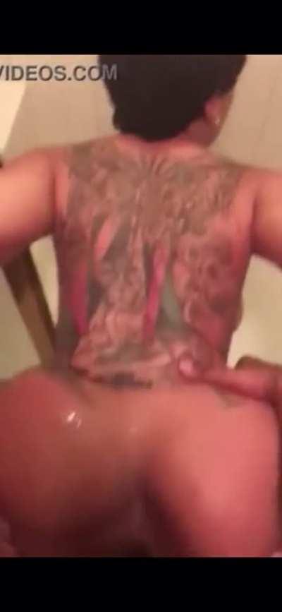 Ebony baddie Bunz4ever in the shower going crazy!!