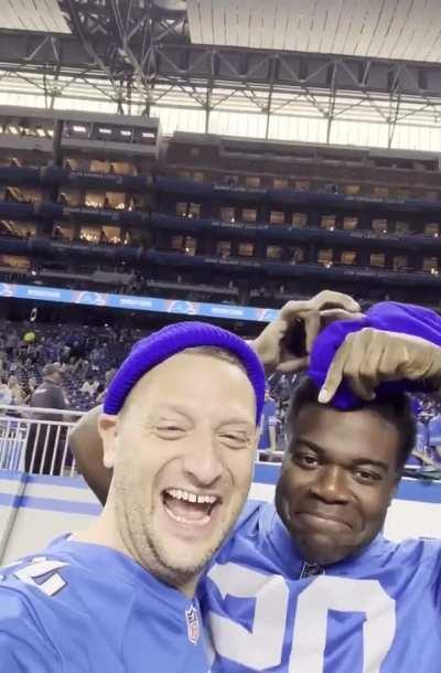 Tim Robinson & Sam Richardson in the house with their ski masks for the game today!