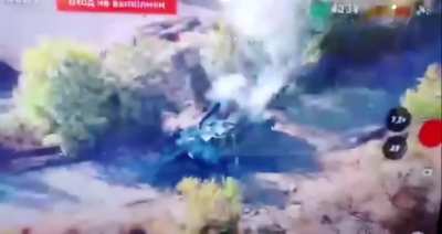 Ru POV: A Ukrainian Leopard burning, location unknown (mostly likely Kursk region) (new loss)