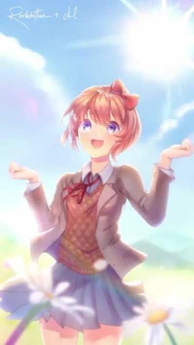 Animated Sayori Under The Warm Sunshine | Art by @Asterleaf14 | Animated by @Rexhibition (Me)