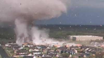 Tornado ripping through town.