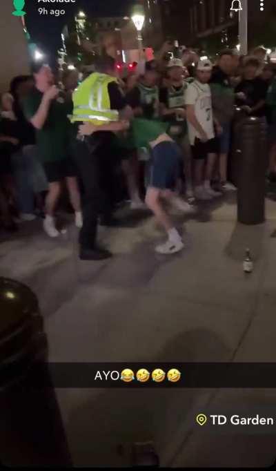 Boston Fan Gets Snatched after Destroying Crosswalk Signal.