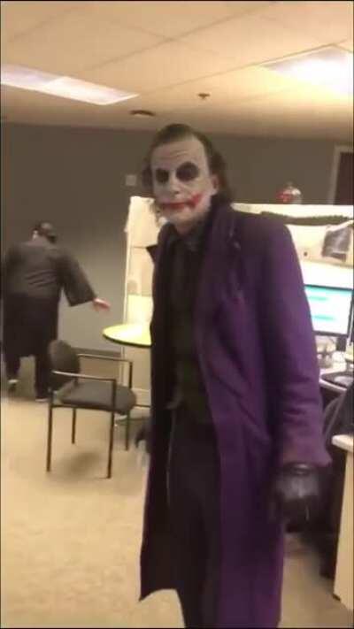 Lad does a really good impression of Heath Ledger's Joker