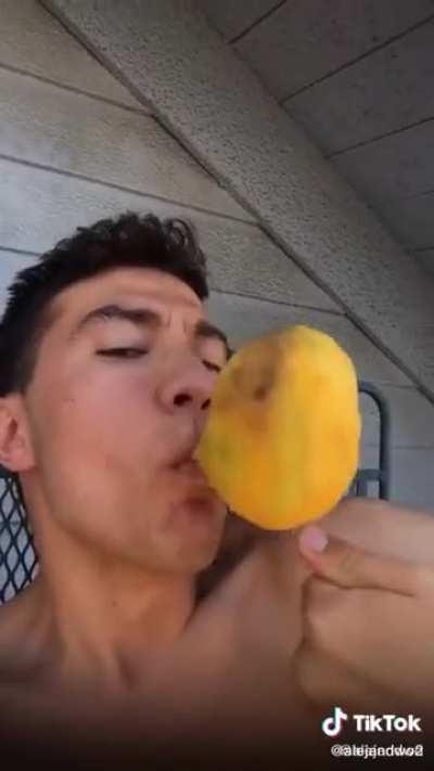 Mango on a fork