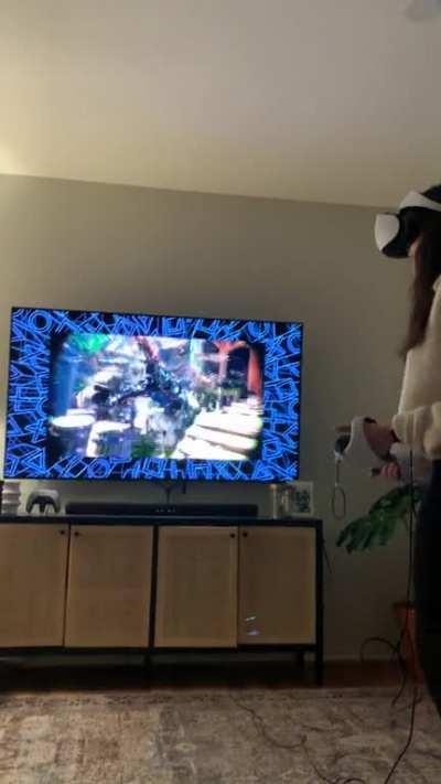 Safe to say my wife is enjoying our new PSVR2 (warning: loud)