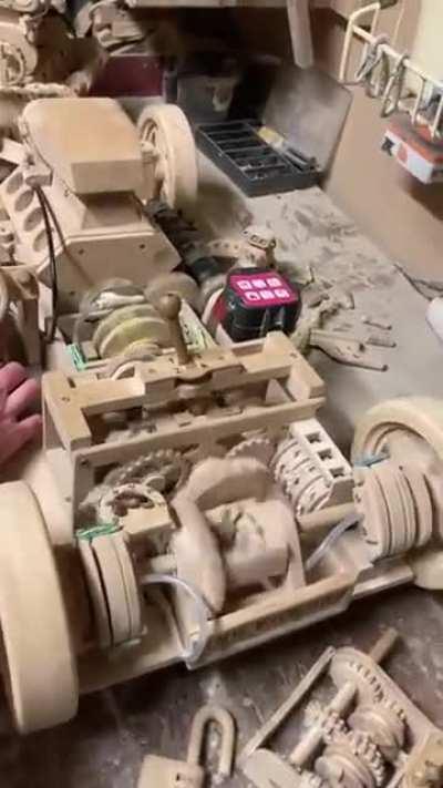 Fully Working Car Model Made Out of Wood