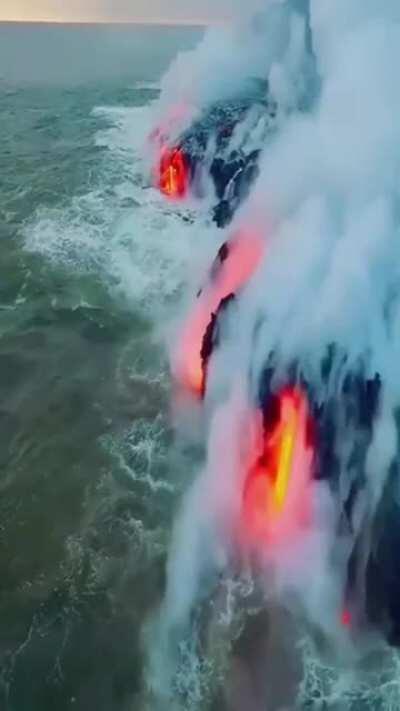 Lava flowing into the Pacific Ocean right now looks inverted.