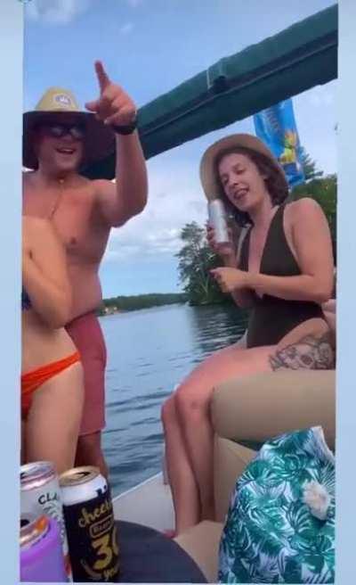 Big boobs on a boat